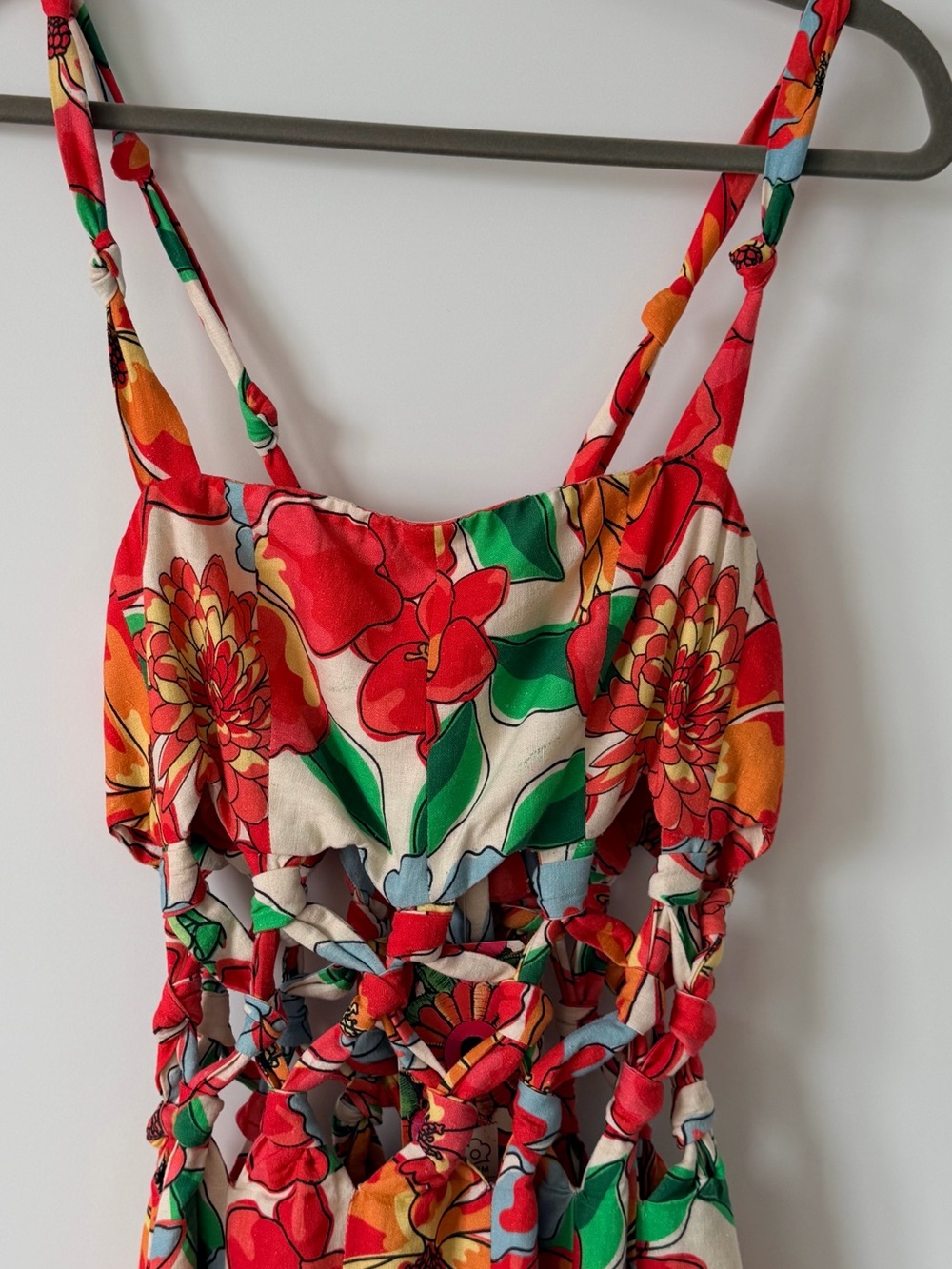FARM RIO ANTHROPOLIGIE Floral Red Multicolor Summer Maxi Dress - Picture 4 of 14